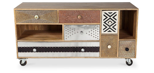 Meuble TV en bois - Stile Vintage avec impression - Mady