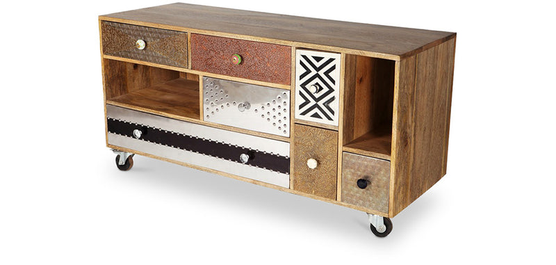 Meuble TV en bois - Stile Vintage avec impression - Mady