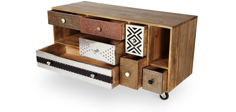 Meuble TV en bois - Stile Vintage avec impression - Mady