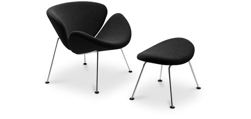 Design Armchair with Footrest - Upholstery - Chunk