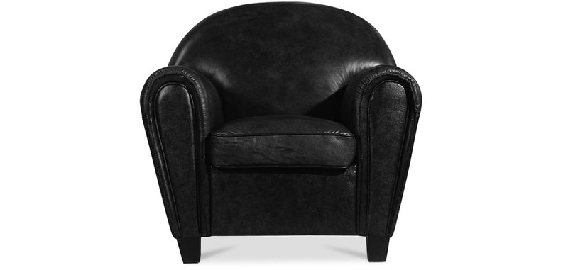 Fauteuil avec accoudoirs - Revêtu de cuir - Club
