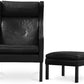 Armchair with Footrest - Leather Upholstery - Micah