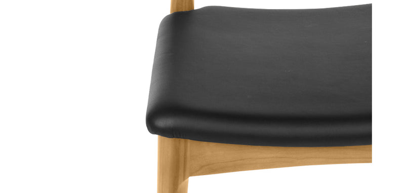 Chaise de salle à manger - Style scandinave - Bois et cuir - Lanan