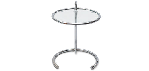 Adjustable Round Side Table - Glass and Steel - Lake - gallery 1