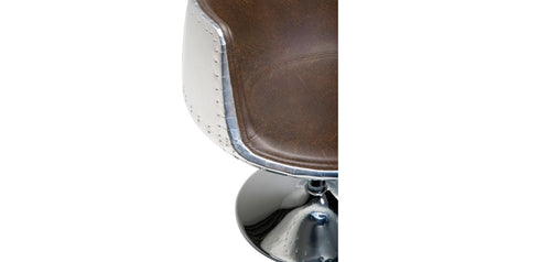 Chaise longue - Cadeira design - Similicouro e metal - Cognac