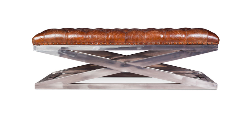 Banc en acier - Tapissé en cuir - Churchill