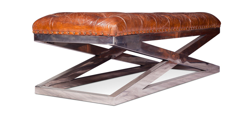 Banc en acier - Tapissé en cuir - Churchill