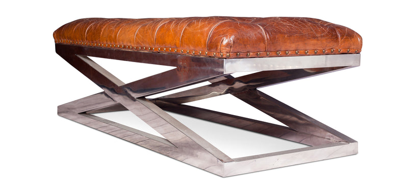 Banc en acier - Tapissé en cuir - Churchill