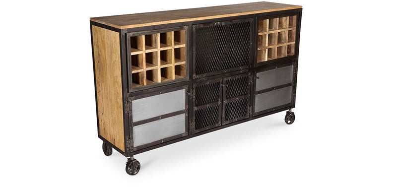 Buffet à vin avec roues - Design industriel - Avara