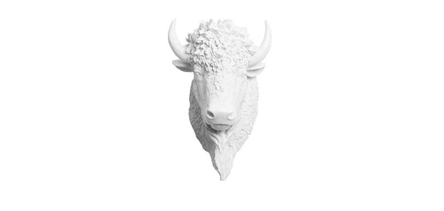 Wall Decoration - White Bison Head - Uka