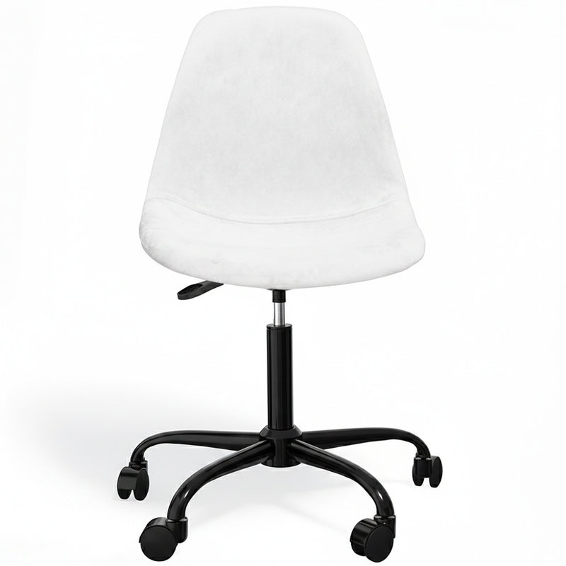 Office Chair Swivel with Wheels – Velvet Upholstery – Steel Black Legs - Denisse