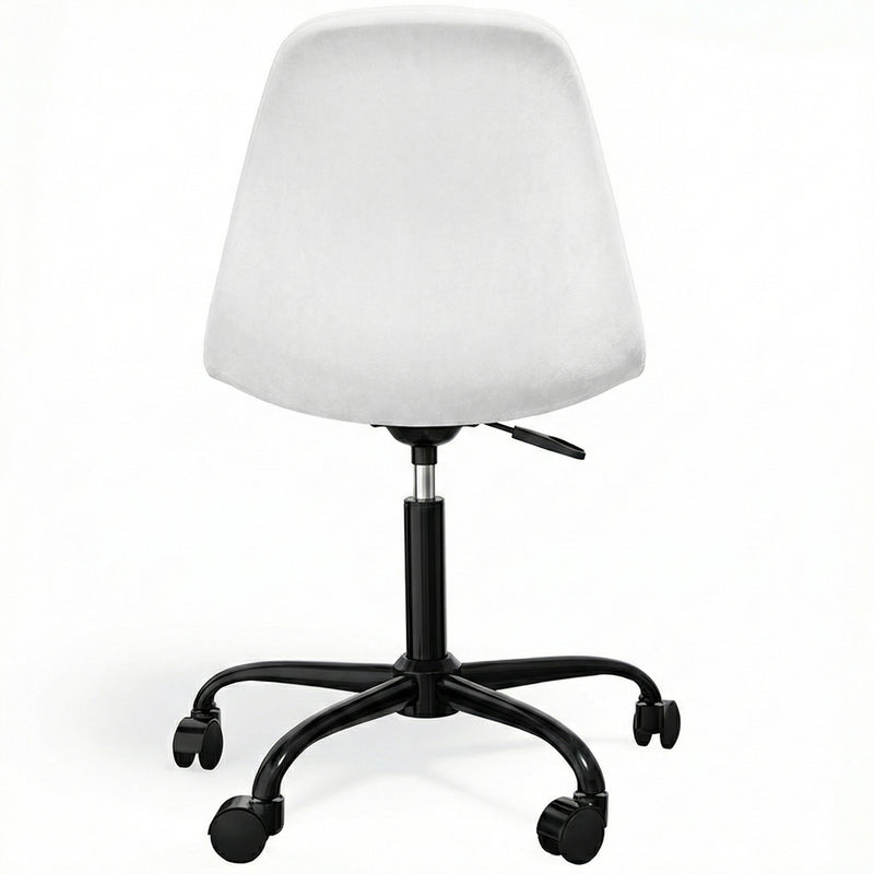 Office Chair Swivel with Wheels – Velvet Upholstery – Steel Black Legs - Denisse