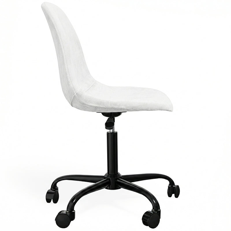 Office Chair Swivel with Wheels – Velvet Upholstery – Steel Black Legs - Denisse