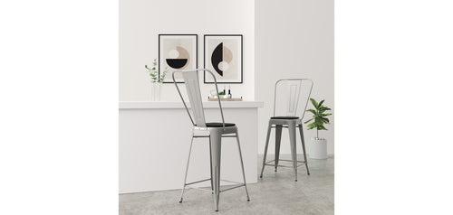 Taboret barowy z oparciem - design industrialny - 60cm - Stylix