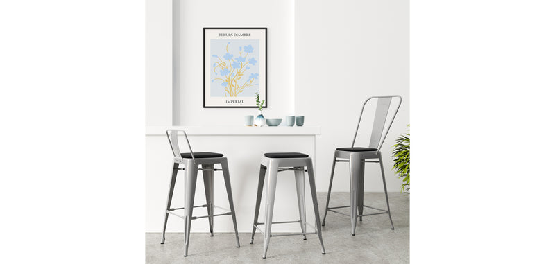 Lot de 4 coussins magnétiques pour taboure assise carrée- simili-cuir - Stylix