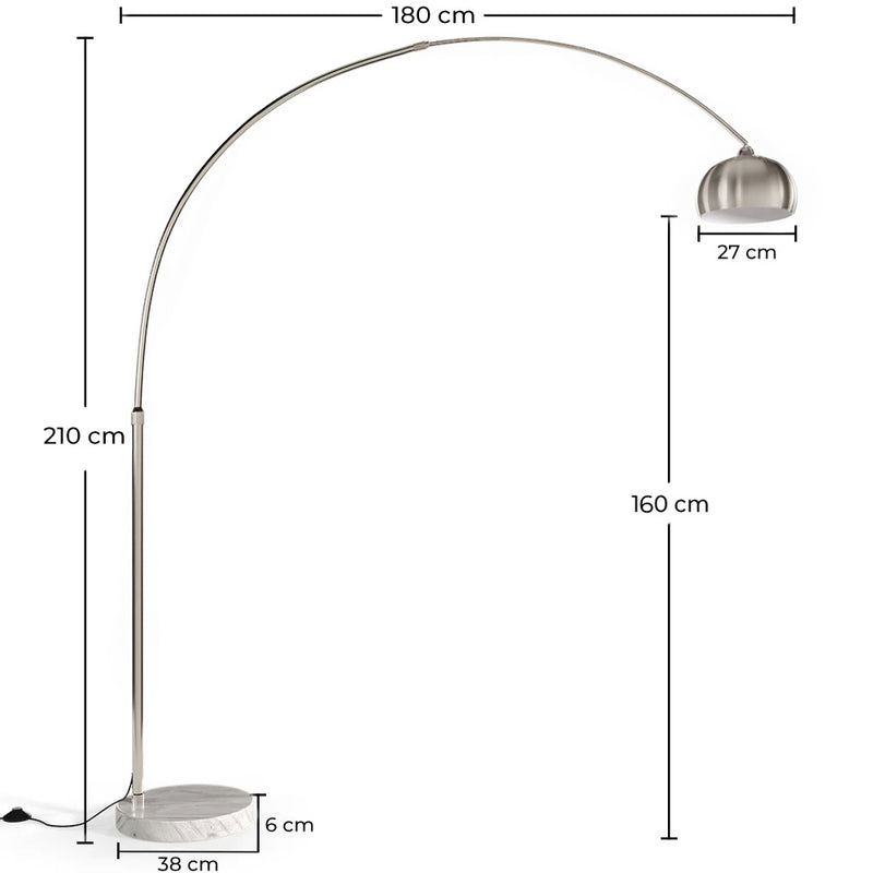Arko Floor Lamp In Metal With Marble Round Base - Elegant Modern Home Lighting