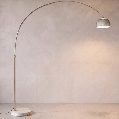 Arko Floor Lamp In Metal With Marble Round Base - Elegant Modern Home Lighting