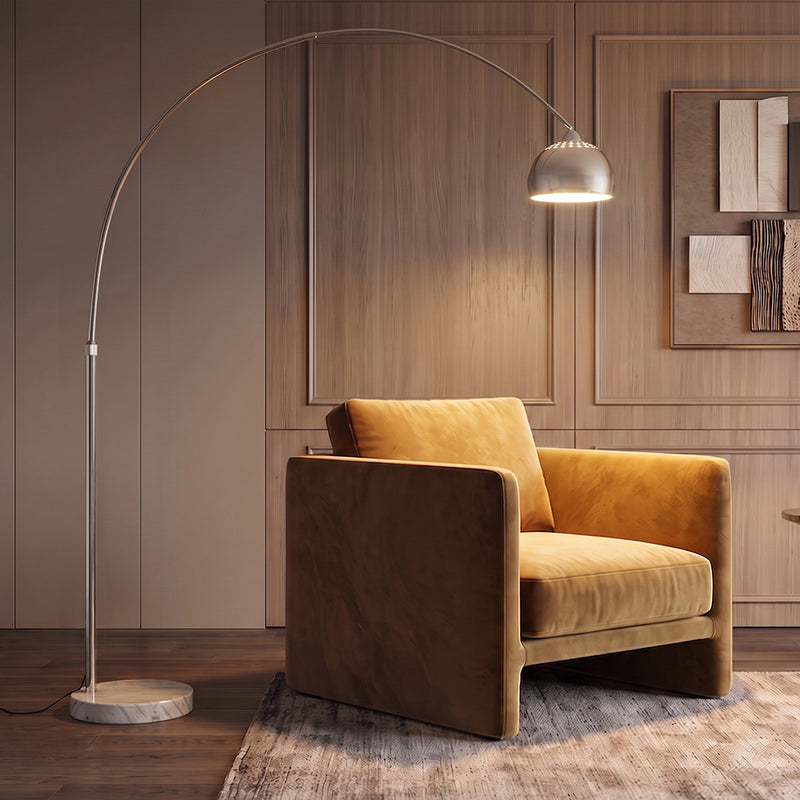 Arko Floor Lamp In Metal With Marble Round Base - Elegant Modern Home Lighting