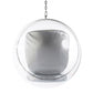 Fauteuil suspendu design Popi, revêtement en similicuir et coque en Plexiglas, suspension au plafond