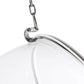 Fauteuil suspendu design Popi, revêtement en similicuir et coque en Plexiglas, suspension au plafond