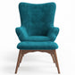 Fauteuil rembourré en velours avec repose-pieds - Huda