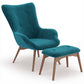 Fauteuil rembourré en velours avec repose-pieds - Huda