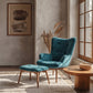 Fauteuil rembourré en velours avec repose-pieds - Huda