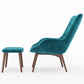 Fauteuil rembourré en velours avec repose-pieds - Huda
