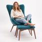 Fauteuil rembourré en velours avec repose-pieds - Huda