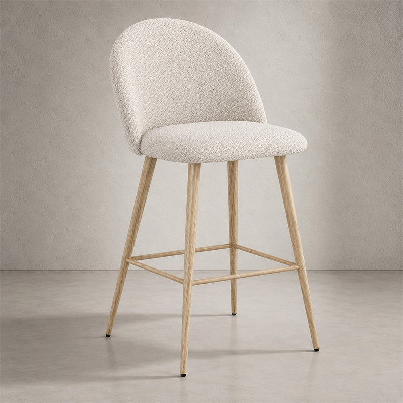 Sgabello rivestito in tessuto bouclé - Design scandinavo - 66cm - Evelyne