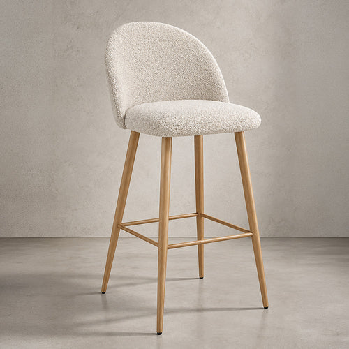 Stool Upholstered in Bouclé Fabric - Scandinavian Design - 76 cm - Evelyne
