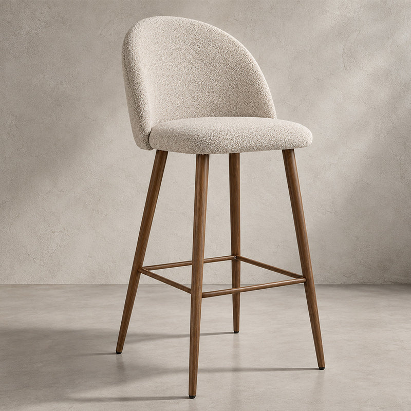 Stool Upholstered in Bouclé Fabric - Scandinavian Design - 76 cm - Evelyne