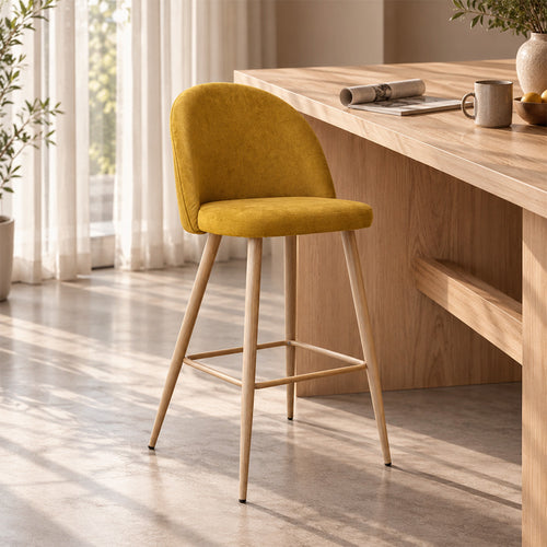 Fabric Upholstered Stool - Scandinavian Design - 66cm - Evelyne