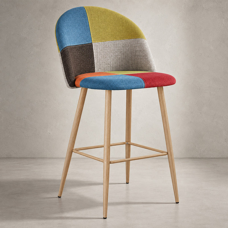 Taburete tapizado de patchwork - Estilo escandinavo - 66cm - Evelyne