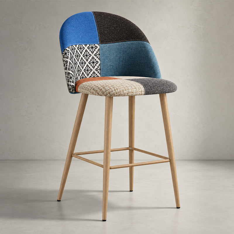 Taburete tapizado de patchwork - Estilo escandinavo - 66cm - Evelyne