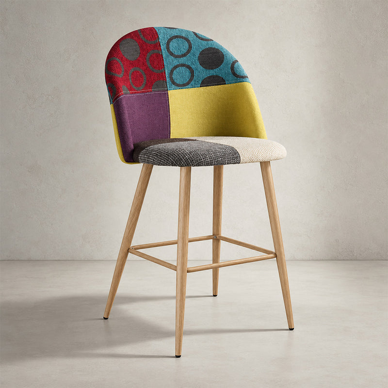 Banco estofado em patchwork - Estilo escandinavo - 66cm - Evelyne