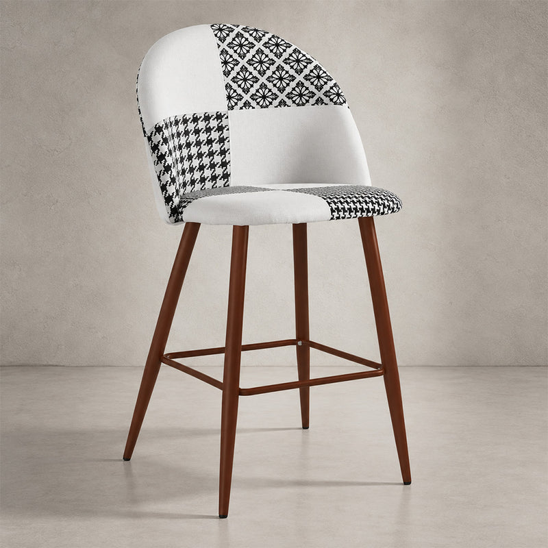 Sgabello imbottito patchwork - Stile scandinavo - Nero e bianco - 66cm - Evelyne