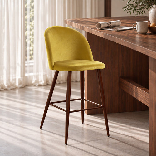 Velvet Upholstered Stool - Scandinavian Design - 66cm - Evelyne