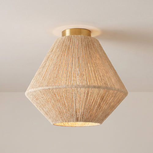 Naribu loftslampe i boho Bali-stil, håndlavet med lampeskærm i naturfibre til en varm vintageatmosfære