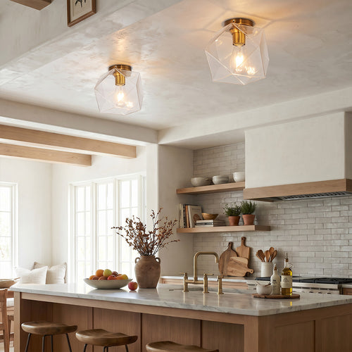 Kugleformet loftlampe i glas