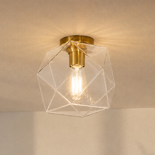 Kugleformet loftlampe i glas