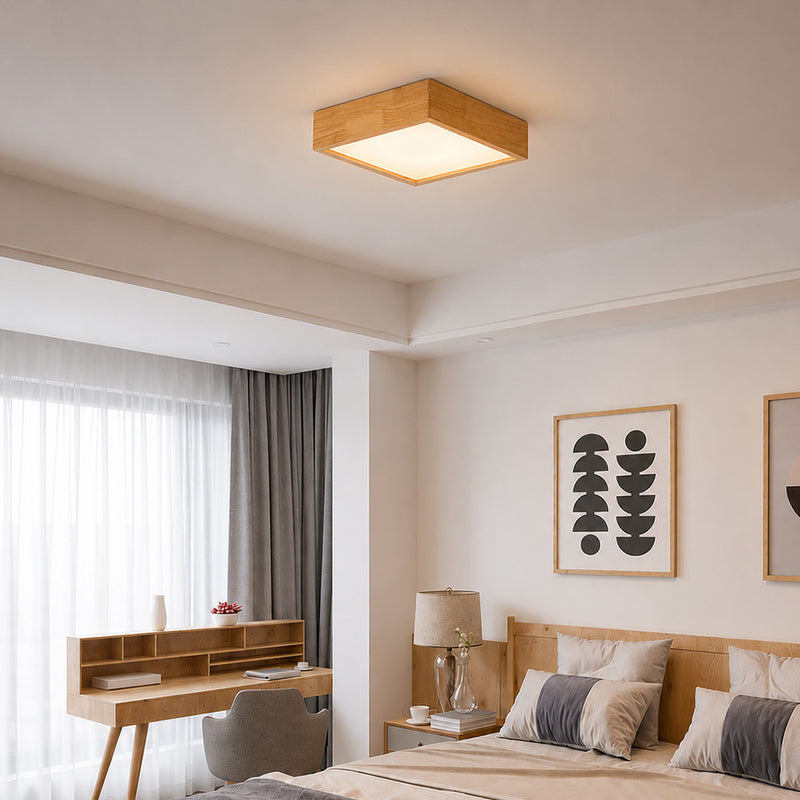 Ceiling LED Lamp Scandinavian Wooden Design Teray Featuring Low UV Emissions And Energy Efficiency