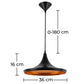 Lampada a sospensione con paralume ampio dal design esteso - alluminio