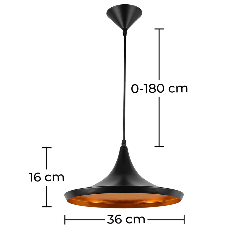 Lampada a sospensione con paralume ampio dal design esteso - alluminio
