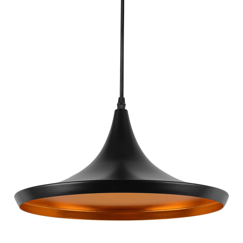Lampada a sospensione con paralume ampio dal design esteso - alluminio