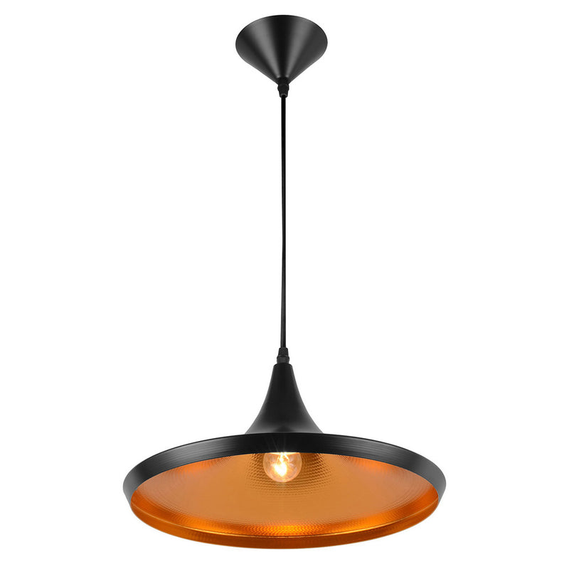 Lampada a sospensione con paralume ampio dal design esteso - alluminio