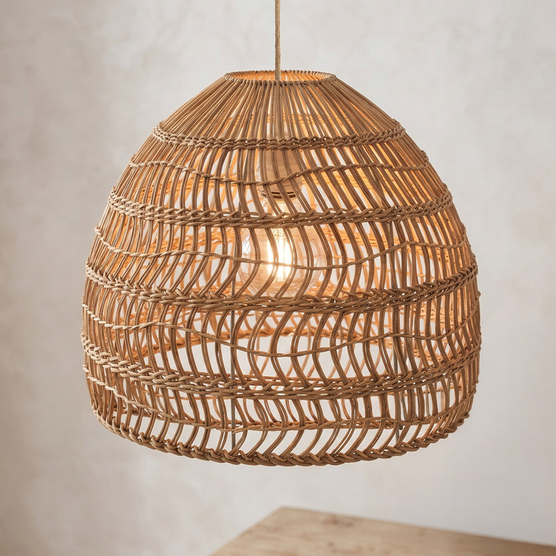 Lampada a sospensione dal design boho balinese in rattan naturale - 40 cm - Hoa