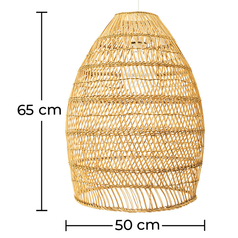 Lampada a sospensione dal design boho in rattan naturale - 50 cm - Poung