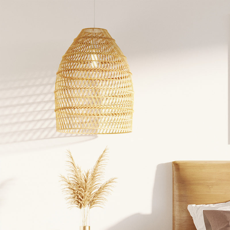Lampada a sospensione dal design boho in rattan naturale - 50 cm - Poung
