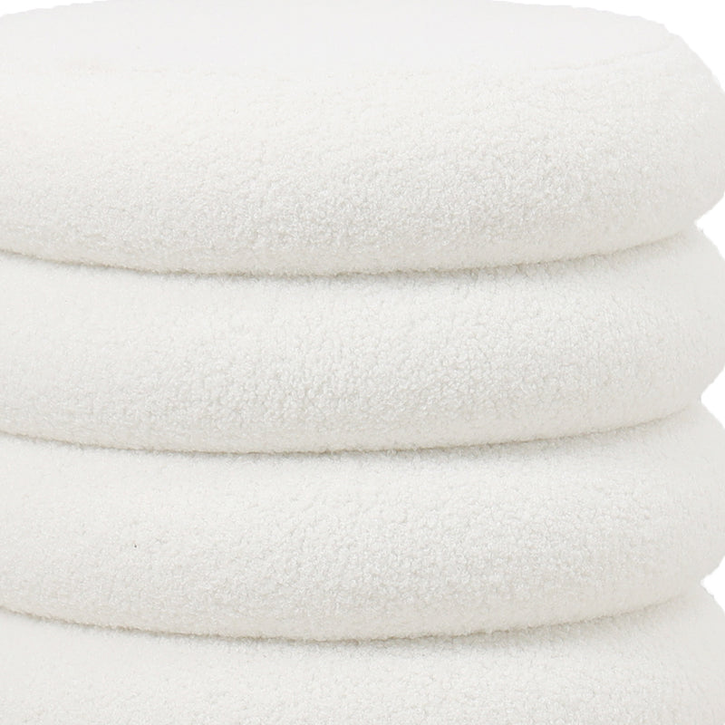 Round Pouf Upholstered in Bouclé Fabric - Marie
